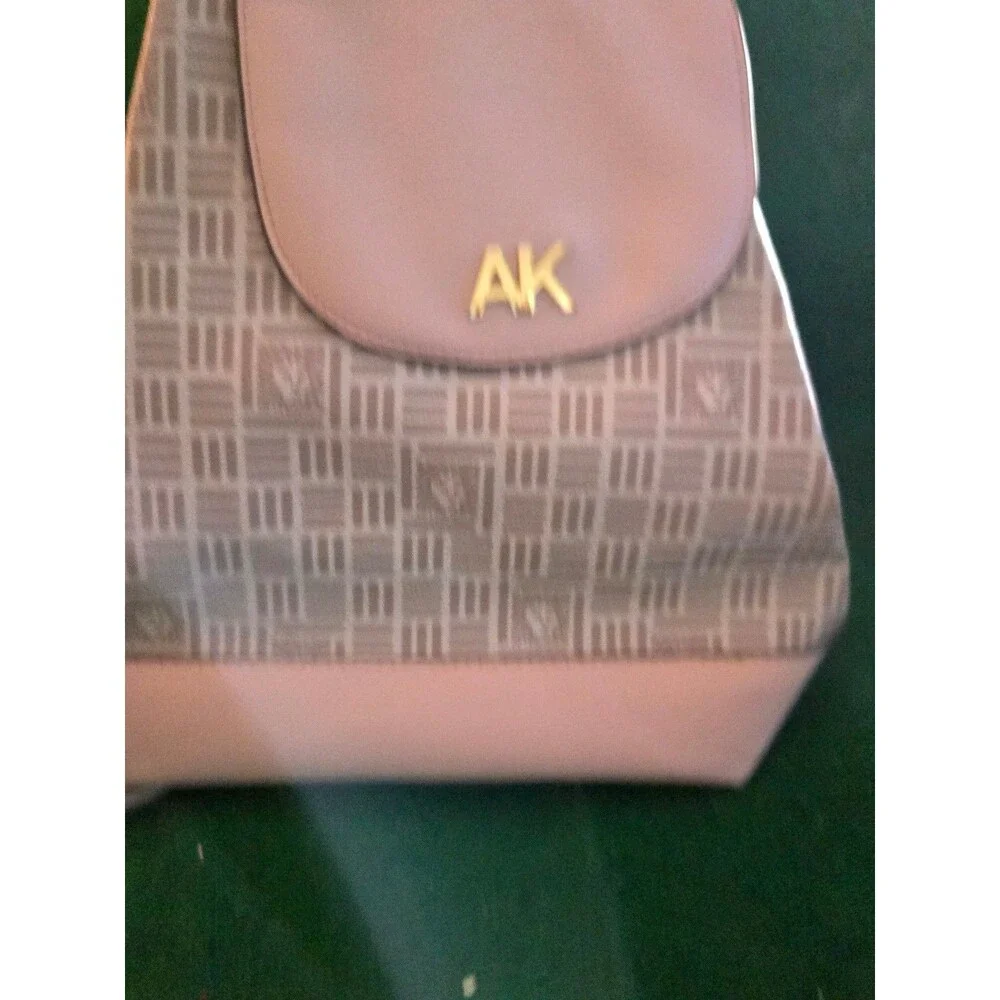 Anne Klein Logo Flap Backpack Purse Pink w/Card Holder (BL-29)